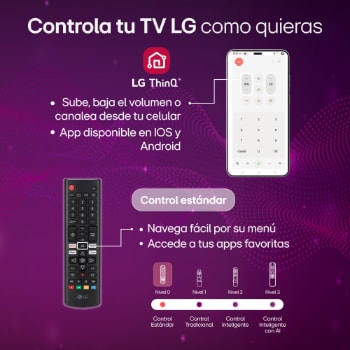 LG NANO 4K UHD AI NU85 lleva control LG estándar  